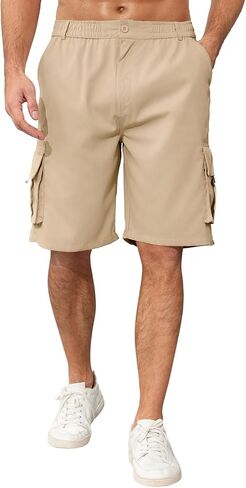 Men's Outdoor Cargo Shorts Elastic Waist Tactical Shorts Jogger Relaxed Fit SweatShorts with Multi-Pocket in Saudi Arabia
