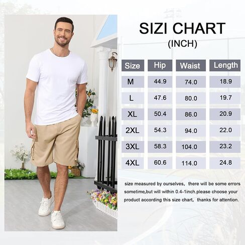 Men's Outdoor Cargo Shorts Elastic Waist Tactical Shorts Jogger Relaxed Fit SweatShorts with Multi-Pocket in Saudi Arabia