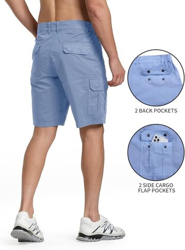 شورت Xsylxgc للرجال مقاس 10 بوصات من القطن الكلاسيكي كاجوال للمشي لمسافات طويلة مع 6 جيوب in Kuwait