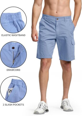 شورت Xsylxgc للرجال مقاس 10 بوصات من القطن الكلاسيكي كاجوال للمشي لمسافات طويلة مع 6 جيوب in Kuwait