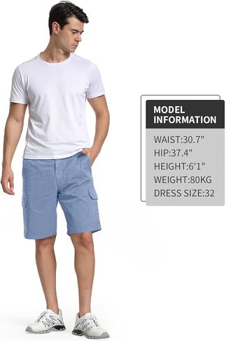 شورت Xsylxgc للرجال مقاس 10 بوصات من القطن الكلاسيكي كاجوال للمشي لمسافات طويلة مع 6 جيوب in Kuwait