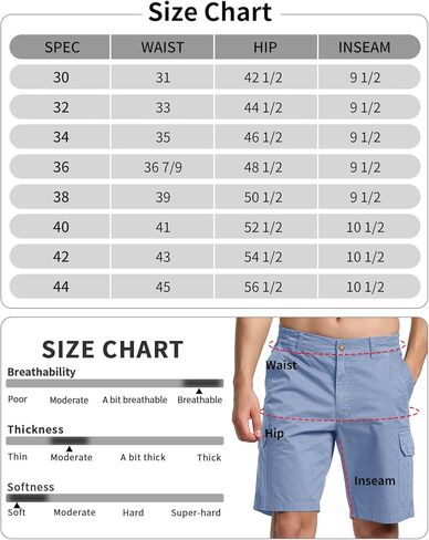 شورت Xsylxgc للرجال مقاس 10 بوصات من القطن الكلاسيكي كاجوال للمشي لمسافات طويلة مع 6 جيوب in Kuwait