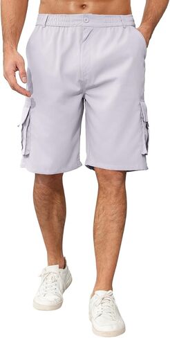 Men's Outdoor Cargo Shorts Elastic Waist Tactical Shorts Jogger Relaxed Fit SweatShorts with Multi-Pocket in Saudi Arabia