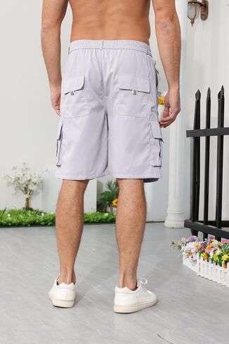 Men's Outdoor Cargo Shorts Elastic Waist Tactical Shorts Jogger Relaxed Fit SweatShorts with Multi-Pocket in Saudi Arabia
