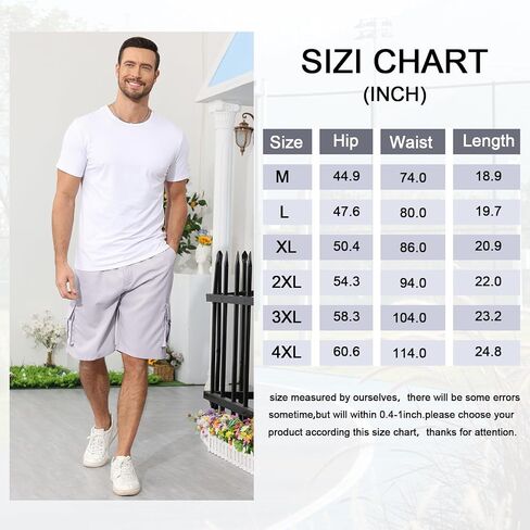 Men's Outdoor Cargo Shorts Elastic Waist Tactical Shorts Jogger Relaxed Fit SweatShorts with Multi-Pocket in Saudi Arabia