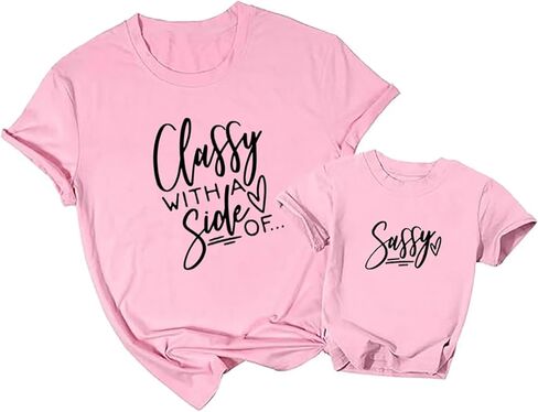 قمصان متطابقة من الأم وأنا أنيقة مع جانب من تي شيرت الأم والابنة الوقحة ملابس ماما المضحكة والعائلية الصغيرة in Kuwait