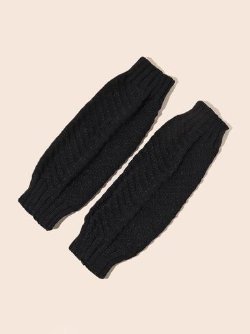 QUUPY 1 Pair Women Fingerless Thumbhole Gloves Knitted Warm Mittens Crochet Half Elbow Stretchy Arm Warmer White 30cm/11.8inch in Saudi Arabia