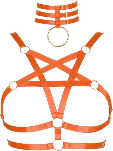 Women Harness Halter Pentagram Body Harness Bra Caged Bra Cupless Bra Crop Top Strappy Rave Wear in Saudi Arabia
