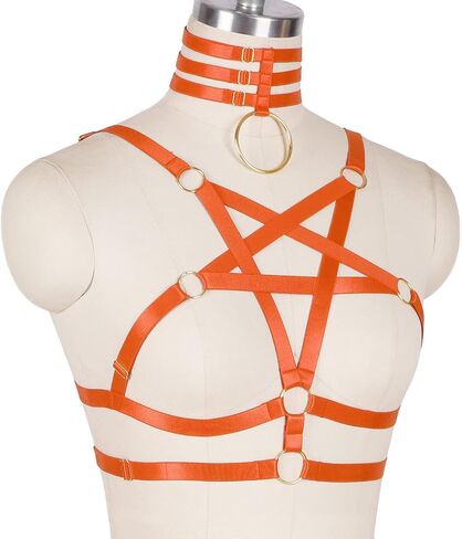 Women Harness Halter Pentagram Body Harness Bra Caged Bra Cupless Bra Crop Top Strappy Rave Wear in Saudi Arabia