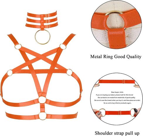 Women Harness Halter Pentagram Body Harness Bra Caged Bra Cupless Bra Crop Top Strappy Rave Wear in Saudi Arabia