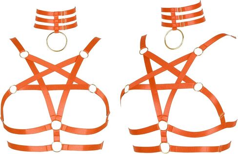 Women Harness Halter Pentagram Body Harness Bra Caged Bra Cupless Bra Crop Top Strappy Rave Wear in Saudi Arabia