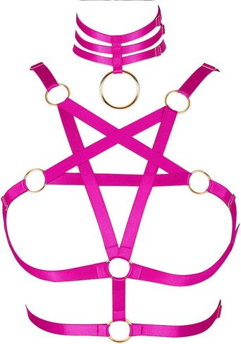 Women Harness Halter Pentagram Body Harness Bra Caged Bra Cupless Bra Crop Top Strappy Rave Wear in Saudi Arabia