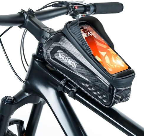 WILD MAN حقيبة هاتف للدراجة، حقيبة للدراجة، حقيبة أنبوبية علوية، حقيبة للهاتف الأمامي للدراجة، ملحقات الدراجة، حقيبة هاتف مقاومة للماء EVA، حقائب مقود علوية مناسبة لـ 6.8 بوصة (أسود) in Kuwait