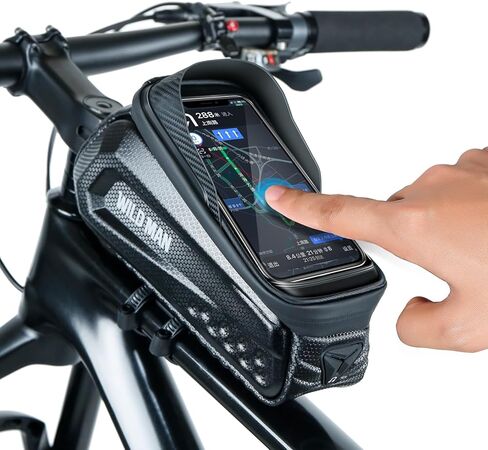 WILD MAN حقيبة هاتف للدراجة، حقيبة للدراجة، حقيبة أنبوبية علوية، حقيبة للهاتف الأمامي للدراجة، ملحقات الدراجة، حقيبة هاتف مقاومة للماء EVA، حقائب مقود علوية مناسبة لـ 6.8 بوصة (أسود) in Kuwait