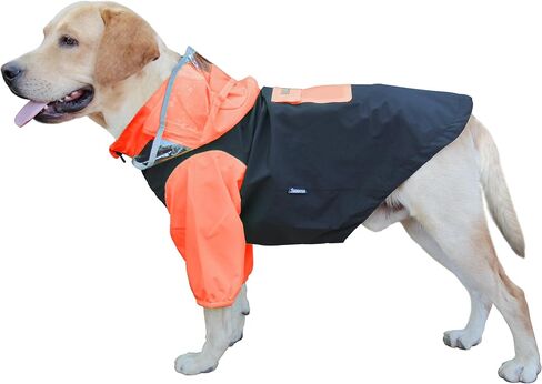MAMORE Dog Raincoat,Waterproof Dog Rain Jacket with Leash Hole and Clear Hood, Lightweight Reflective Dog Rain Coat for Small Medium Large Dogs (XX-Large, Orange&Black) in Saudi Arabia