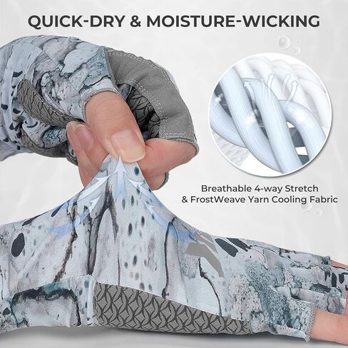 KastKing San Rafael Fishing Gloves, UPF 50 Sun Protection 1/2 Fingerless Gloves Quick-Dry, Extended Cuff UV Protection Gloves for Outdoor, Kayaking, Rowing, Paddling, Canoeing, Hunting in Saudi Arabia