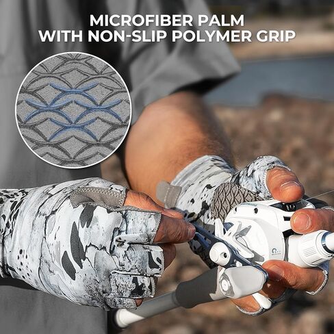 KastKing San Rafael Fishing Gloves, UPF 50 Sun Protection 1/2 Fingerless Gloves Quick-Dry, Extended Cuff UV Protection Gloves for Outdoor, Kayaking, Rowing, Paddling, Canoeing, Hunting in Saudi Arabia