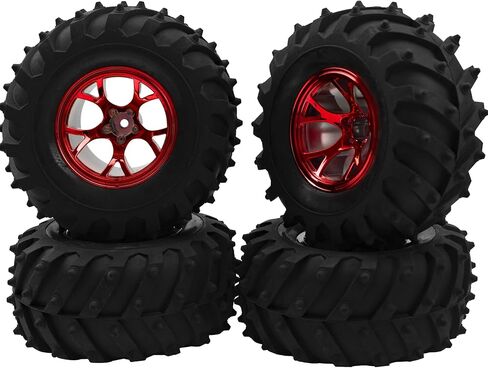 إطارات مطاطية HIRCQOO مقاس 4.72 بوصة OD ومحور عجلة 12 مم متوافق مع RedCat Volcano Traxxas Rustler HPI HSP Tamiya Exceed Himotto 1/10 شاحنة الوحش للطرق الوعرة، 120 مم × 56 مم (أزرق) in Kuwait