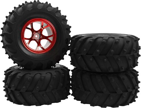 إطارات مطاطية HIRCQOO مقاس 4.72 بوصة OD ومحور عجلة 12 مم متوافق مع RedCat Volcano Traxxas Rustler HPI HSP Tamiya Exceed Himotto 1/10 شاحنة الوحش للطرق الوعرة، 120 مم × 56 مم (أزرق) in Kuwait