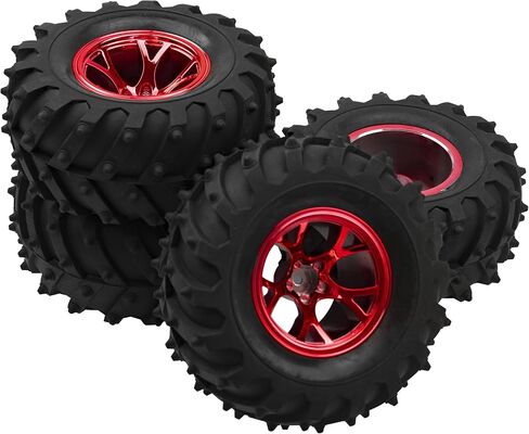 إطارات مطاطية HIRCQOO مقاس 4.72 بوصة OD ومحور عجلة 12 مم متوافق مع RedCat Volcano Traxxas Rustler HPI HSP Tamiya Exceed Himotto 1/10 شاحنة الوحش للطرق الوعرة، 120 مم × 56 مم (أزرق) in Kuwait