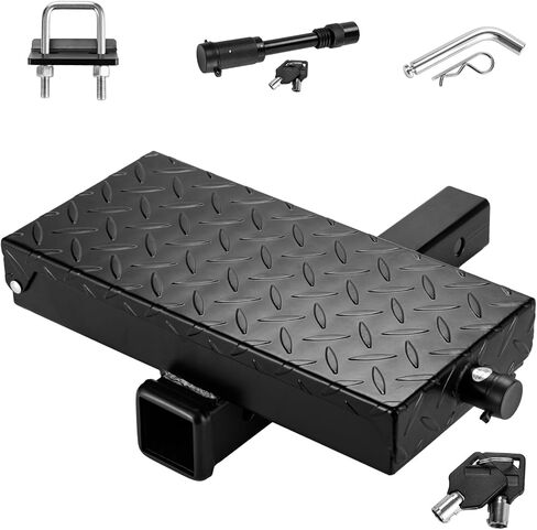 Multifunctional Hitch Step, Anti-Slip Towing Bumper Guard with Hitch Locks, U-Bolt Hitch Stabilizer, Storage Box, Pin Fits 2" Receiver for Pickup Truck SUV Vans in Saudi Arabia