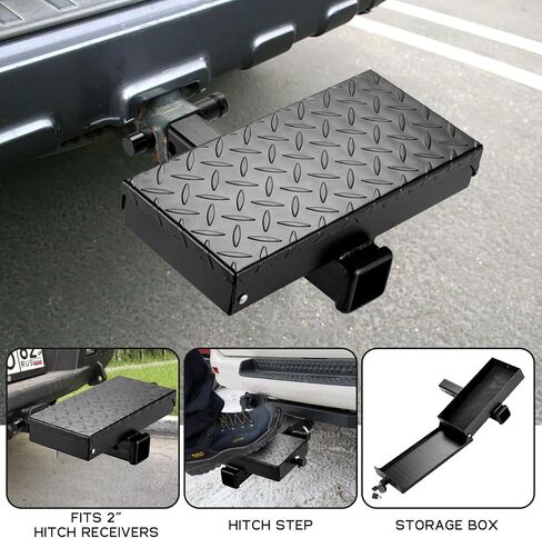 Multifunctional Hitch Step, Anti-Slip Towing Bumper Guard with Hitch Locks, U-Bolt Hitch Stabilizer, Storage Box, Pin Fits 2" Receiver for Pickup Truck SUV Vans in Saudi Arabia
