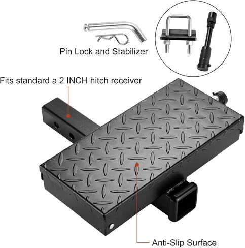 Multifunctional Hitch Step, Anti-Slip Towing Bumper Guard with Hitch Locks, U-Bolt Hitch Stabilizer, Storage Box, Pin Fits 2" Receiver for Pickup Truck SUV Vans in Saudi Arabia