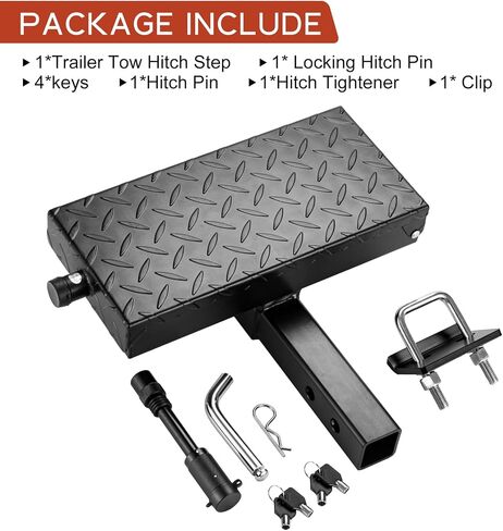 Multifunctional Hitch Step, Anti-Slip Towing Bumper Guard with Hitch Locks, U-Bolt Hitch Stabilizer, Storage Box, Pin Fits 2" Receiver for Pickup Truck SUV Vans in Saudi Arabia