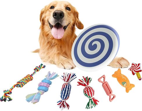 Rainbow-K9 Puppy Toys 7 Pack، ألعاب مضغ للكلاب الصغيرة مع ألعاب حبل لتسنين الحيوانات الأليفة لعبة صرير لطيفة مع كرة معالجة للجرو والكلاب الصغيرة in Saudi Arabia