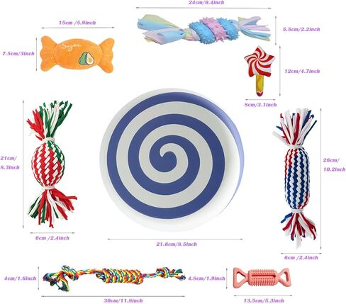 Rainbow-K9 Puppy Toys 7 Pack، ألعاب مضغ للكلاب الصغيرة مع ألعاب حبل لتسنين الحيوانات الأليفة لعبة صرير لطيفة مع كرة معالجة للجرو والكلاب الصغيرة in Saudi Arabia