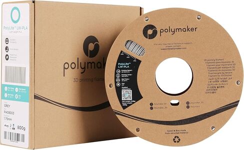 Polymaker LW PLA Filament 1.75mm Gray, Pre-Foamed PLA 800g Lightweight 3D Filament - PolyLite 3D Printer LW-PLA for Printing RC Plane, 190-210 °C Printing Temp. | High Rigidity | Easy to Paint in Saudi Arabia