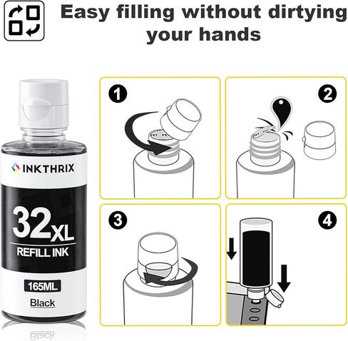31 32xl Ink Bottle Set Compatible for HP Smart Tank 7602 651 5000 6001 5101 7301 5103 7001 7302 5102 551 Printers (2BK CMY) in Kuwait