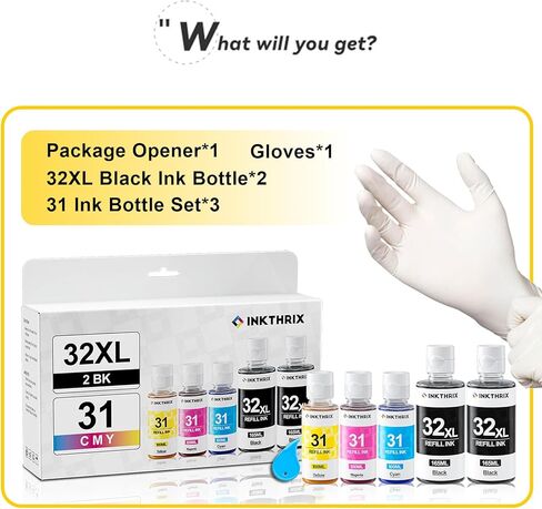 31 32xl Ink Bottle Set Compatible for HP Smart Tank 7602 651 5000 6001 5101 7301 5103 7001 7302 5102 551 Printers (2BK CMY) in Kuwait