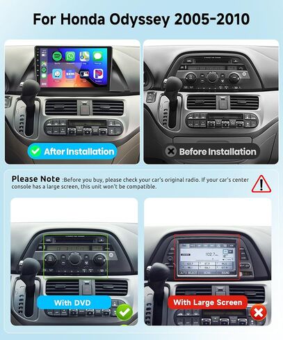 8 CORE 6G+128G راديو السيارة ستيريو لهوندا أوديسي 2005-2010 مع CarPlay اللاسلكي/Android Auto، 10.1 بوصة 1280 * 720P IPS شاشة تعمل باللمس Android 13 GPS WiFi Bluetooth 32-Band DSP HD كاميرا احتياطية in Saudi Arabia