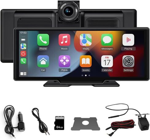 شاشة Carplay للسيارة، شاشة IPS مقاس 10.26 بوصة مع كاميرا داش 4K، CarPlay اللاسلكي وAndroid Auto، التحكم الصوتي، بلوتوث، وصلة مرآة، ملاحة GPS in Kuwait