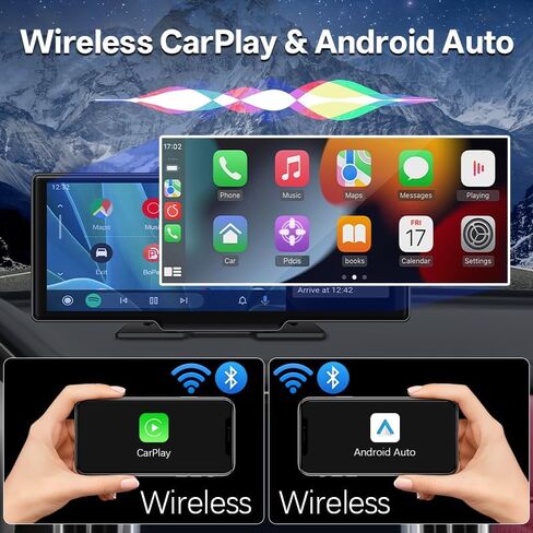 شاشة Carplay للسيارة، شاشة IPS مقاس 10.26 بوصة مع كاميرا داش 4K، CarPlay اللاسلكي وAndroid Auto، التحكم الصوتي، بلوتوث، وصلة مرآة، ملاحة GPS in Kuwait