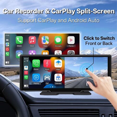 شاشة Carplay للسيارة، شاشة IPS مقاس 10.26 بوصة مع كاميرا داش 4K، CarPlay اللاسلكي وAndroid Auto، التحكم الصوتي، بلوتوث، وصلة مرآة، ملاحة GPS in Kuwait