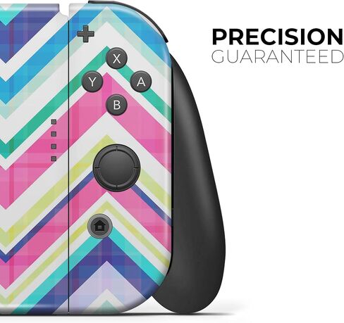 Design Skinz - Compatible with Nintendo Switch Lite - Skin Decal Protective Scratch-Resistant Removable Vinyl Wrap Cover - Vibrant Pink & Blue Layered Chevron Pattern in Saudi Arabia