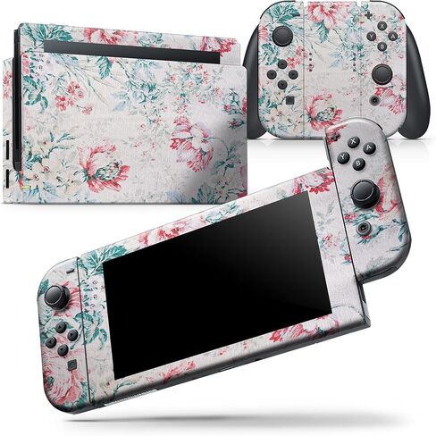 Design Skinz - Compatible with Nintendo DSi XL - Skin Decal Protective Scratch-Resistant Removable Vinyl Wrap Cover - Coral & Blue Grunge Watercolor Floral in Saudi Arabia