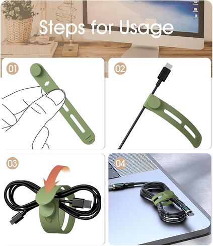 14PCS Silicone Cable Ties Reusable Cable Management Organizers Multipurpose Elastic Cord Organizer for Bundling and Fastening Cables in Saudi Arabia