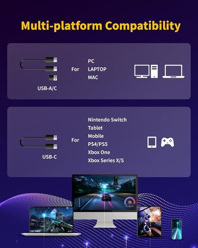 KURO X-Ear 1 Gaming Headset, AI Gesture Control, 7.1 Surround, 3D Live Recording, Transparency Mode, Noise-Canceling Mic, USB-C, LED Modes, Multiplatform Compatible in Saudi Arabia