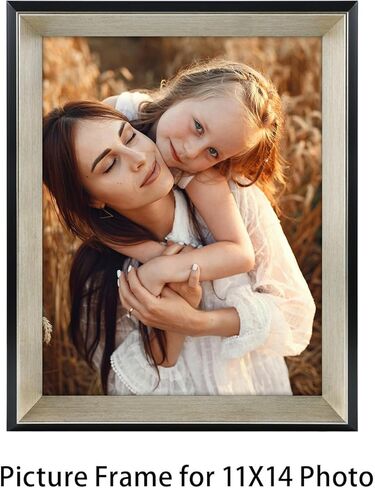 Space Art Deco, 11x14 Collage Picture Frame with 5 Opening Mat for 4x6 Photos Displays or 11x14 Poster Frame Without Mat, Shatter Resistant Glass Wall Mounting(Silver/Black, 1-Pack) in Saudi Arabia