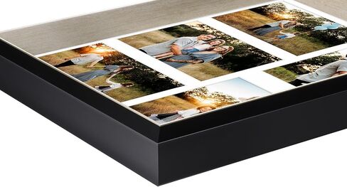 Space Art Deco, 11x14 Collage Picture Frame with 5 Opening Mat for 4x6 Photos Displays or 11x14 Poster Frame Without Mat, Shatter Resistant Glass Wall Mounting(Silver/Black, 1-Pack) in Saudi Arabia