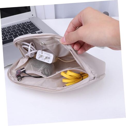 حقيبة تخزين كابل USB محمولة من 3 قطع من DOITOOL، حقيبة تنظيم ذات سعة كبيرة لشواحن سماعات الأذن، حقيبة سفر باللون البيج in Kuwait