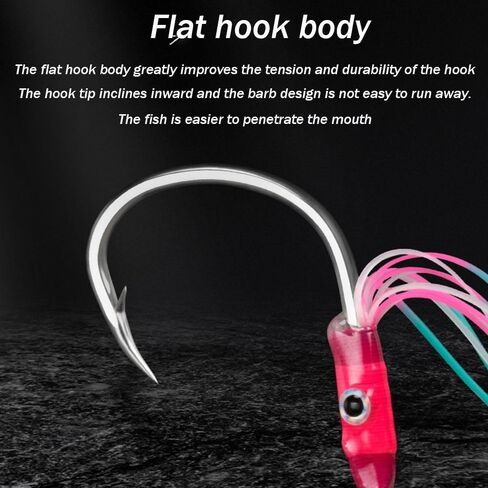 Jig Fishhooks Double Eyes with Glow Rubber Skirts Fish Tackle Angling Supplies Jigging Hook 1Pairs in Saudi Arabia