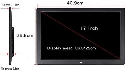 17-inch Digital Photo Frame, Full HD 1440x900 IPS Display, Photo, Music and Video Player, Calendar, Alarm Clock, Remote Control, Supports USB and SD Card. in Saudi Arabia