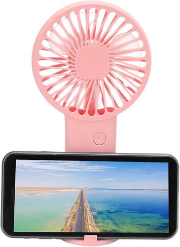 مروحة محمولة، مروحة جيب صغيرة محمولة لشحن USB، كتم صوت يعمل بالبطارية مع سلك USB، للأطفال أثناء السفر والمكياج والسفر على الشاطئ، وردي (مروحة صغيرة عمودية باللون الأزرق) in Saudi Arabia