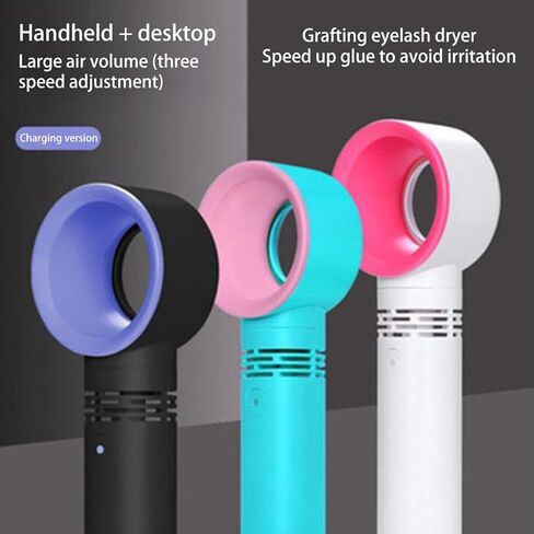 مروحة Dioche Mini USB المحمولة الخالية من الشفرة لتمديد الرموش، حجم صغير، تصميم خالي من الشفرة، مقبض ممتد، دعامة أساسية، عملية الرياح، تغليف رائع، مع بطارية (كما هو موضح) in Kuwait
