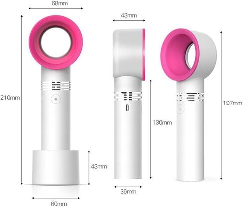 مروحة Dioche Mini USB المحمولة الخالية من الشفرة لتمديد الرموش، حجم صغير، تصميم خالي من الشفرة، مقبض ممتد، دعامة أساسية، عملية الرياح، تغليف رائع، مع بطارية (كما هو موضح) in Kuwait