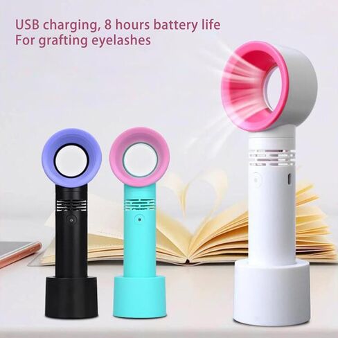 مروحة Dioche Mini USB المحمولة الخالية من الشفرة لتمديد الرموش، حجم صغير، تصميم خالي من الشفرة، مقبض ممتد، دعامة أساسية، عملية الرياح، تغليف رائع، مع بطارية (كما هو موضح) in Kuwait